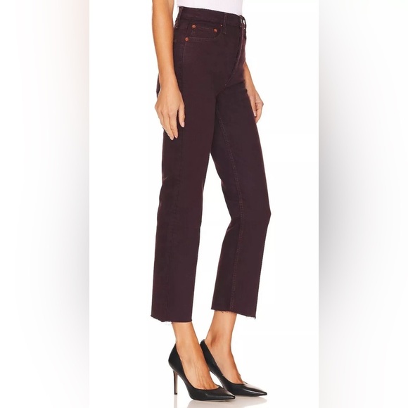 RE/DONE WOMENS STOVE PIPE DENIM CROPPED HIGH-WAIST JEANS, SIZE 26 - Picture 3 of 14